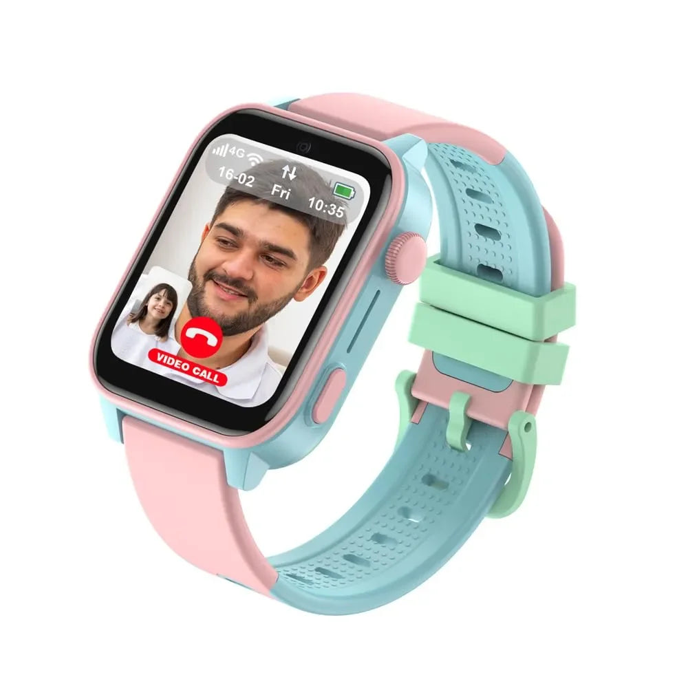 Spiky Gnome 4G Kids Smart Watch Pink | GPS Tracker | Video Calling | SOS Emergency | Waterproof IPX7 | Camera | Step Tracker | For Kids Age 4–12 - Naivri