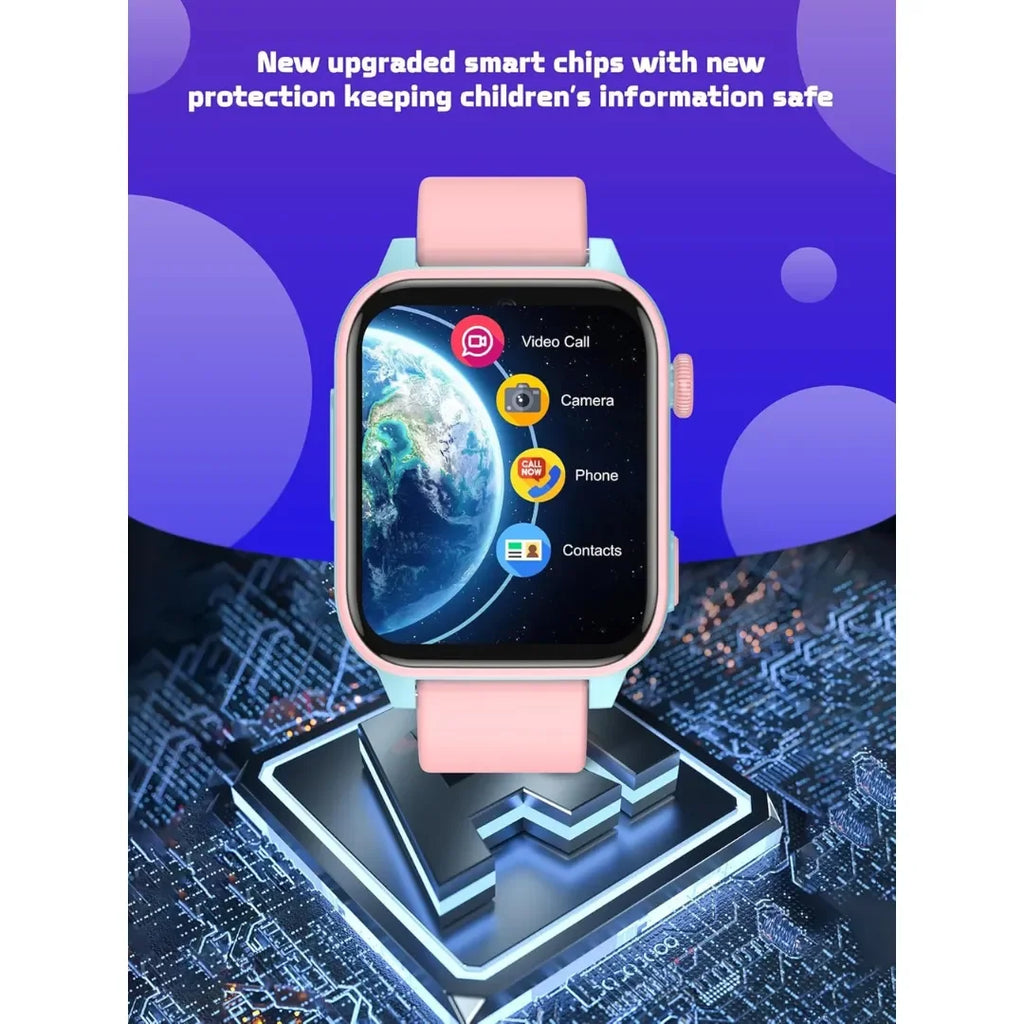 Spiky Gnome 4G Kids Smart Watch Pink | GPS Tracker | Video Calling | SOS Emergency | Waterproof IPX7 | Camera | Step Tracker | For Kids Age 4–12 - Naivri