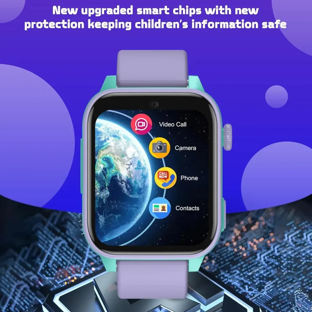 Spiky Gnome 4G Kids Smart Watch Purple | GPS Tracker | Video Calling | SOS Button | Waterproof IPX7 | Step Tracker | Games | Age 4–12 - Naivri