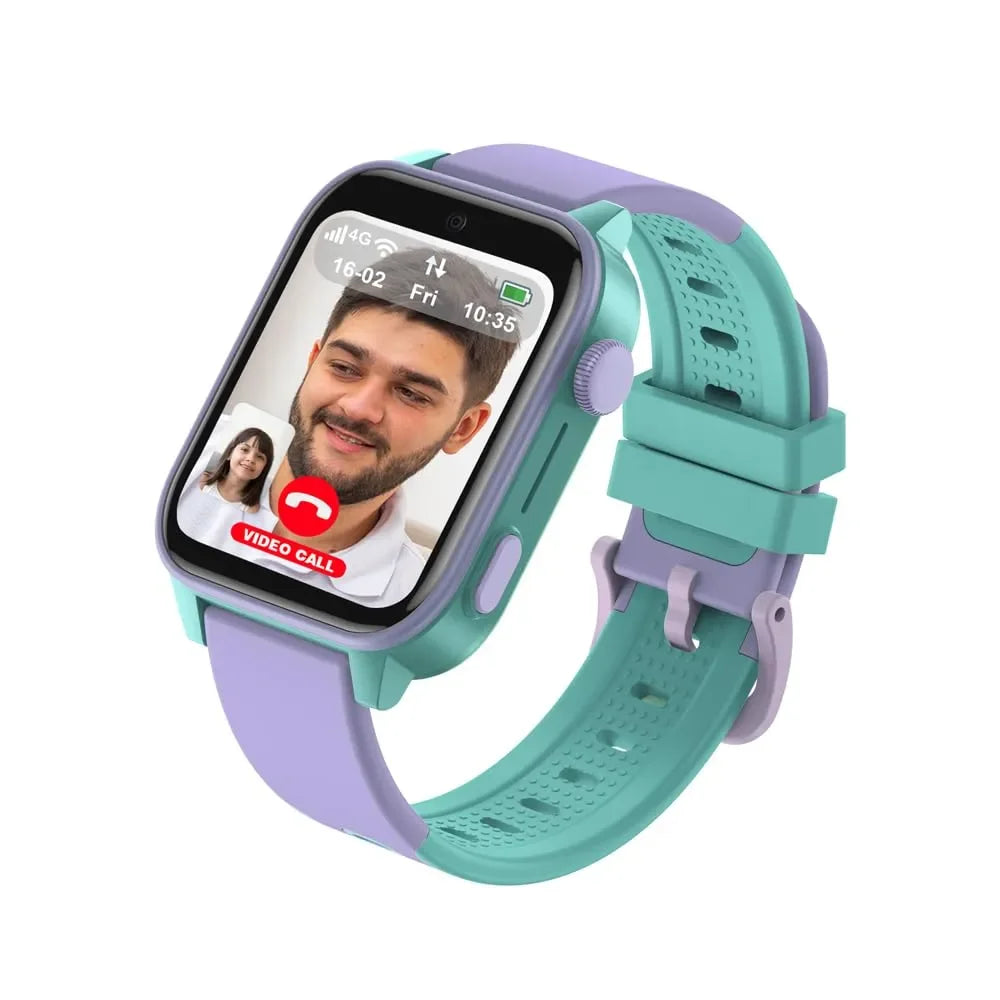 Spiky Gnome 4G Kids Smart Watch Purple | GPS Tracker | Video Calling | SOS Button | Waterproof IPX7 | Step Tracker | Games | Age 4–12 - Naivri