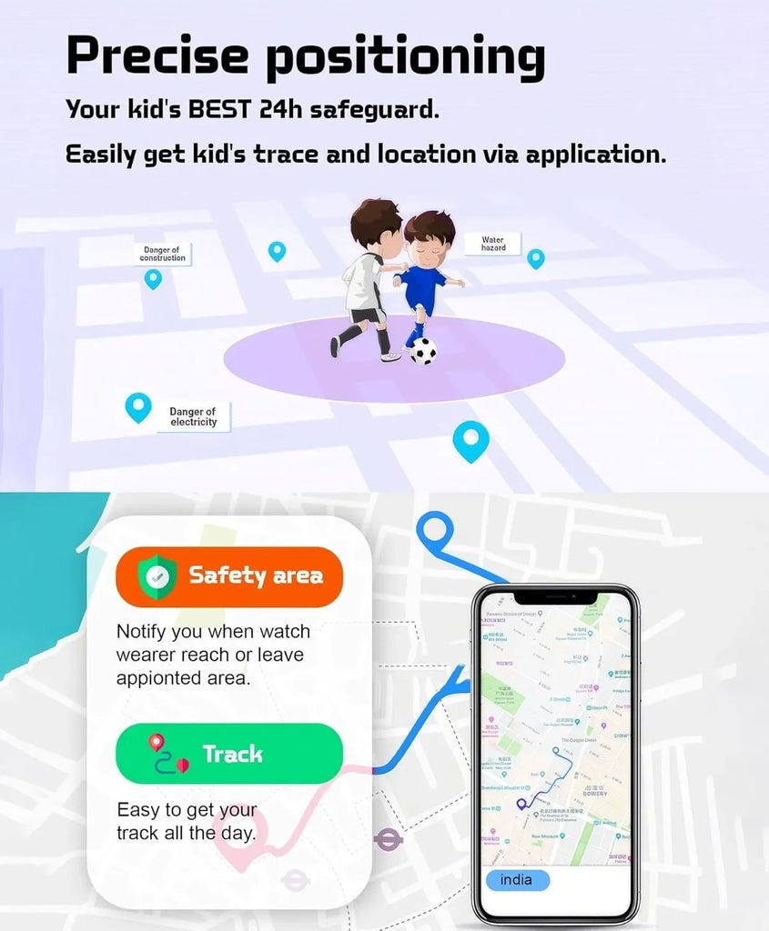 Spiky Gnome 4G Kids Smart Watch Purple | GPS Tracker | Video Calling | SOS Button | Waterproof IPX7 | Step Tracker | Games | Age 4–12 - Naivri