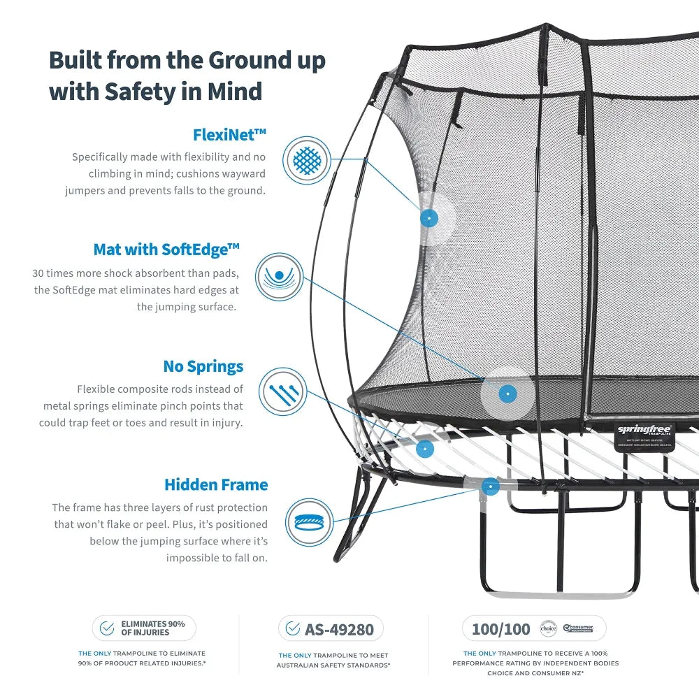 Springfree Medium Oval Trampoline with Enclosure - Naivri