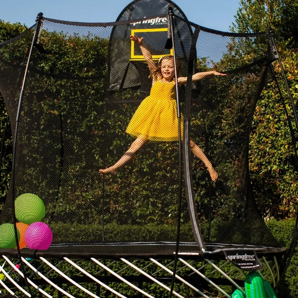Springfree R54 Compact Round 8ft Trampoline with Safety Enclosure – Premium Springless Outdoor Trampoline for Kids and Small Spaces - Naivri