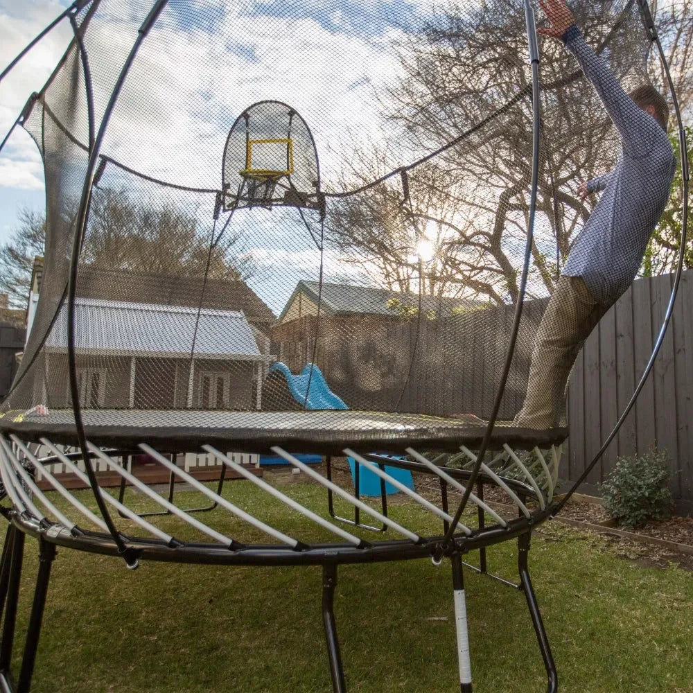 Springfree R54 Compact Round 8ft Trampoline with Safety Enclosure – Premium Springless Outdoor Trampoline for Kids and Small Spaces - Naivri