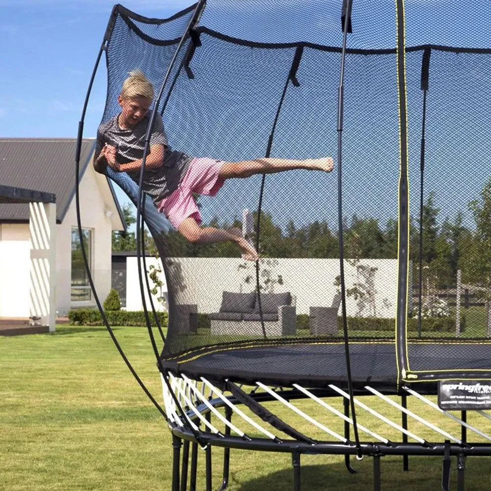 Springfree R54 Compact Round 8ft Trampoline with Safety Enclosure – Premium Springless Outdoor Trampoline for Kids and Small Spaces - Naivri