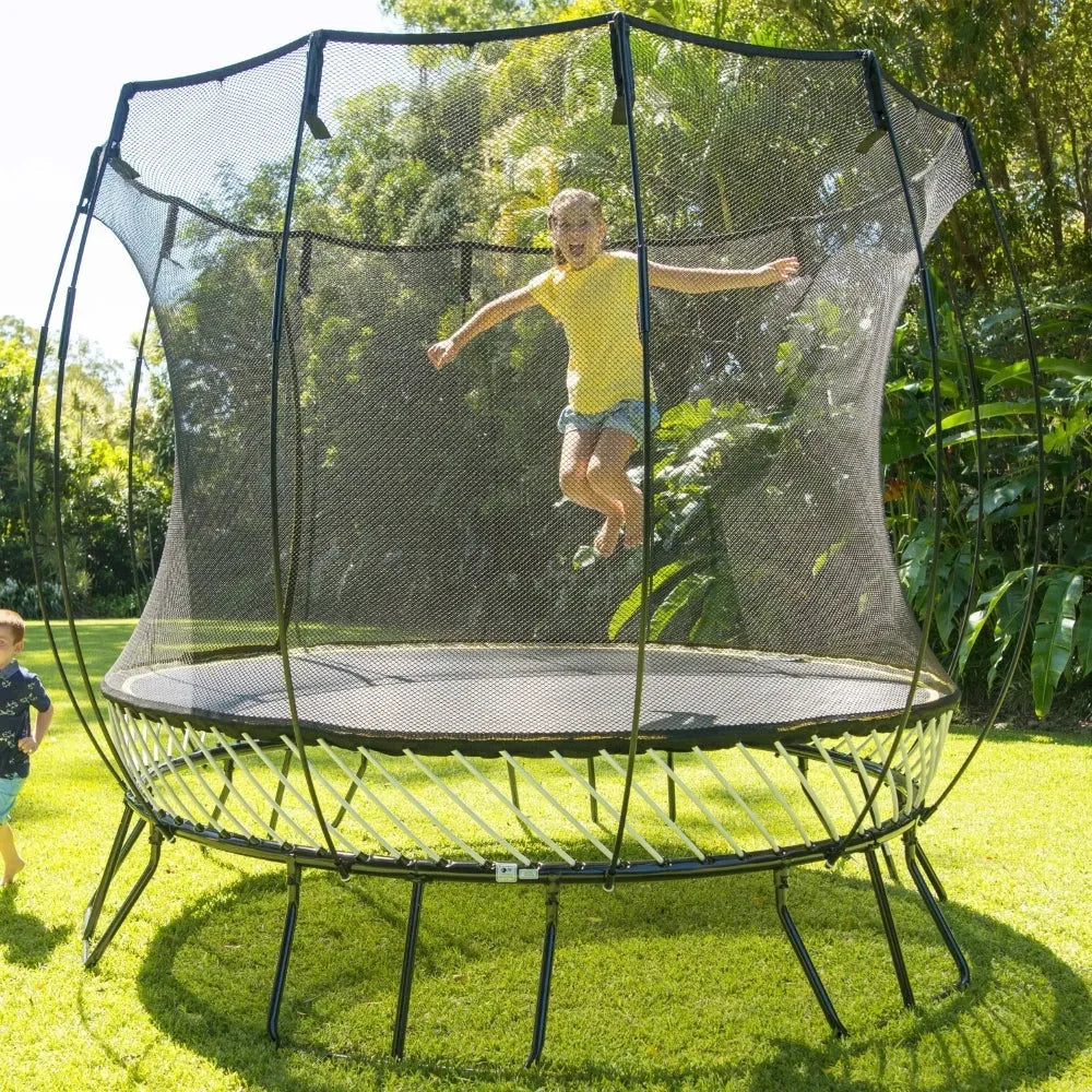 Springfree R54 Compact Round 8ft Trampoline with Safety Enclosure – Premium Springless Outdoor Trampoline for Kids and Small Spaces - Naivri