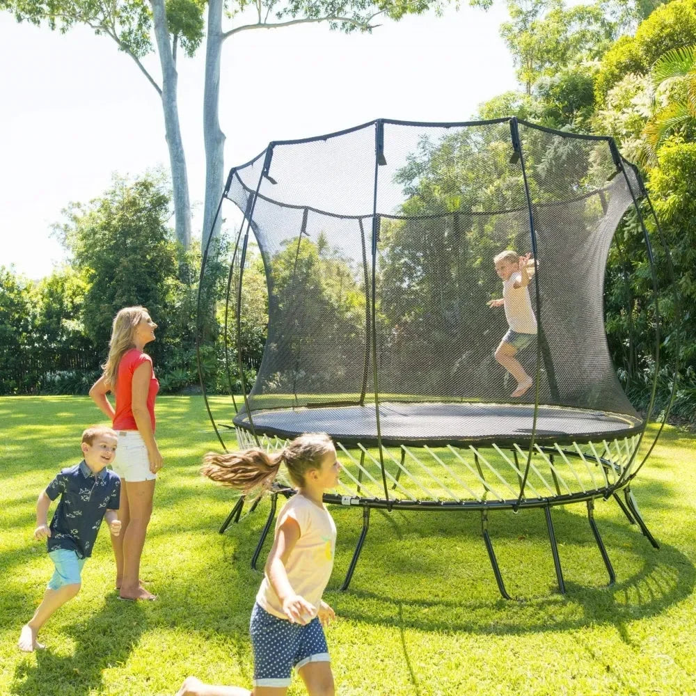 Springfree R54 Compact Round 8ft Trampoline with Safety Enclosure – Premium Springless Outdoor Trampoline for Kids and Small Spaces - Naivri