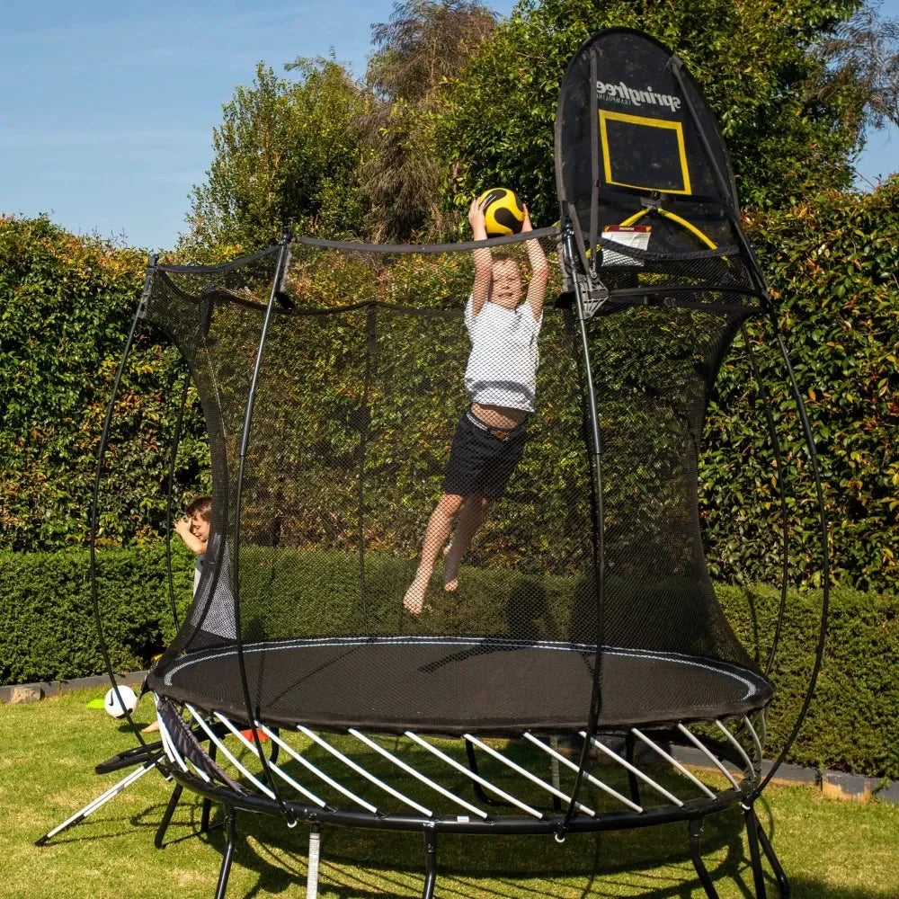 Springfree R54 Compact Round 8ft Trampoline with Safety Enclosure – Premium Springless Outdoor Trampoline for Kids and Small Spaces - Naivri