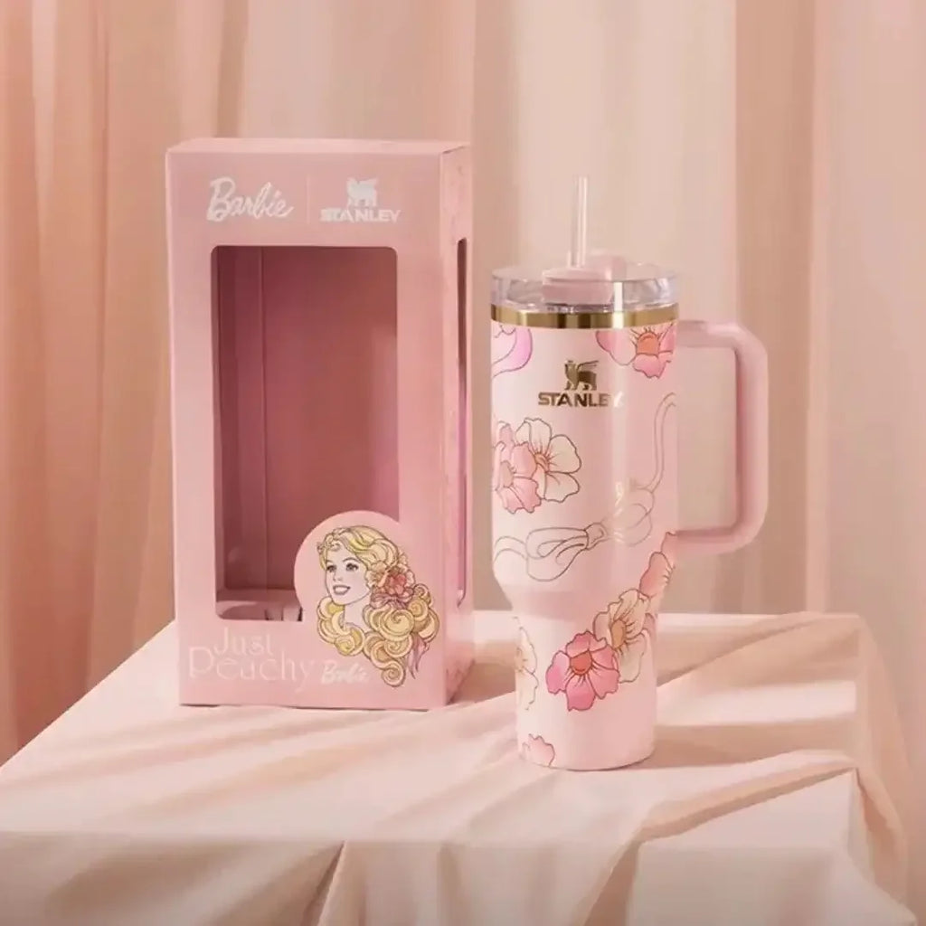 Stanley Barbie FlowState Stainless Steel Tumbler – 40 oz, Ages 8+ - Naivri