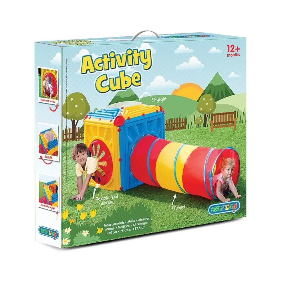 Starplay Activity Cube with Flex Tunnel – Modular Indoor & Outdoor Playhouse for Toddlers and Kids - Naivri