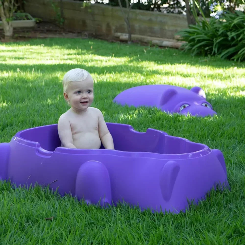 Starplay Hippo Pool/Sandpit with Cover – Versatile Outdoor Toddler Pool & Sandbox for Ages 1 to 3 Years - Naivri