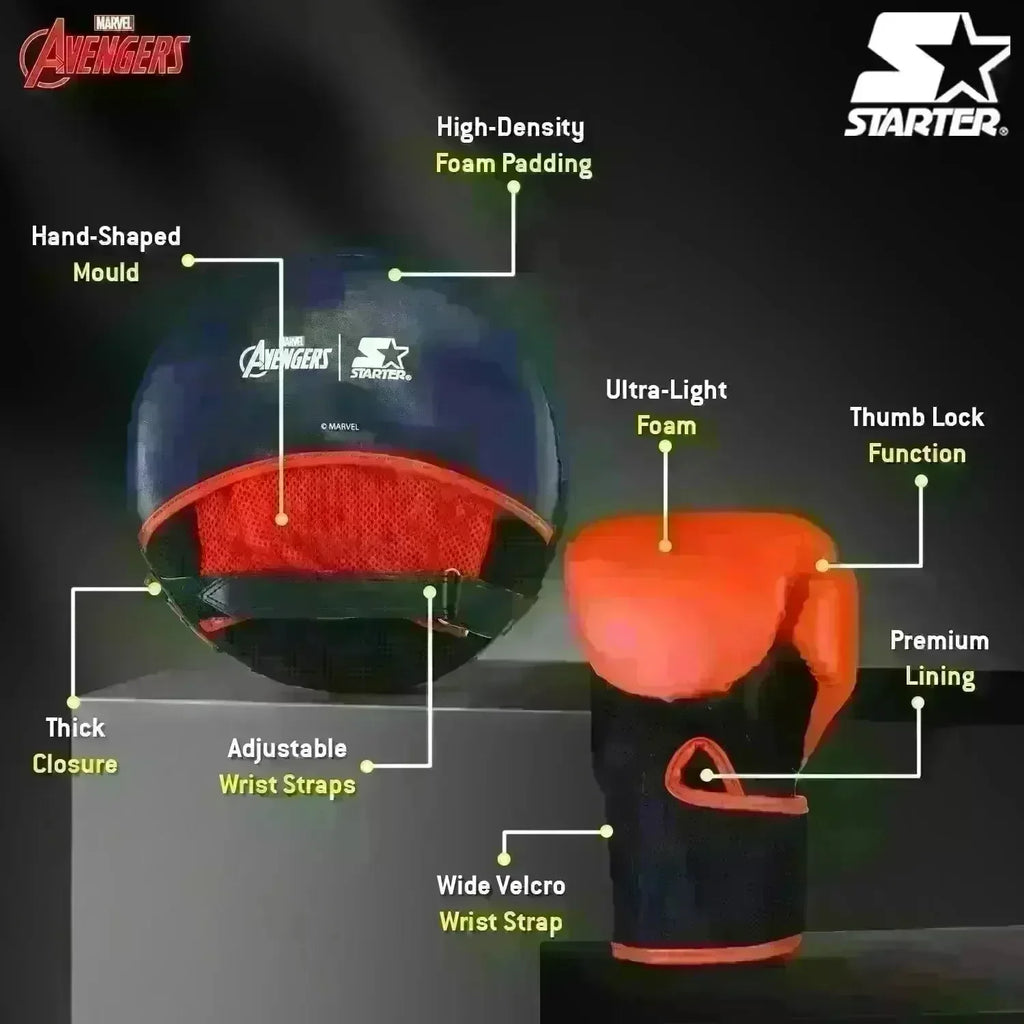 Starter Iron Man Focus Pad with Boxing Gloves – Avengers Training Set for Kids & Beginners - Naivri