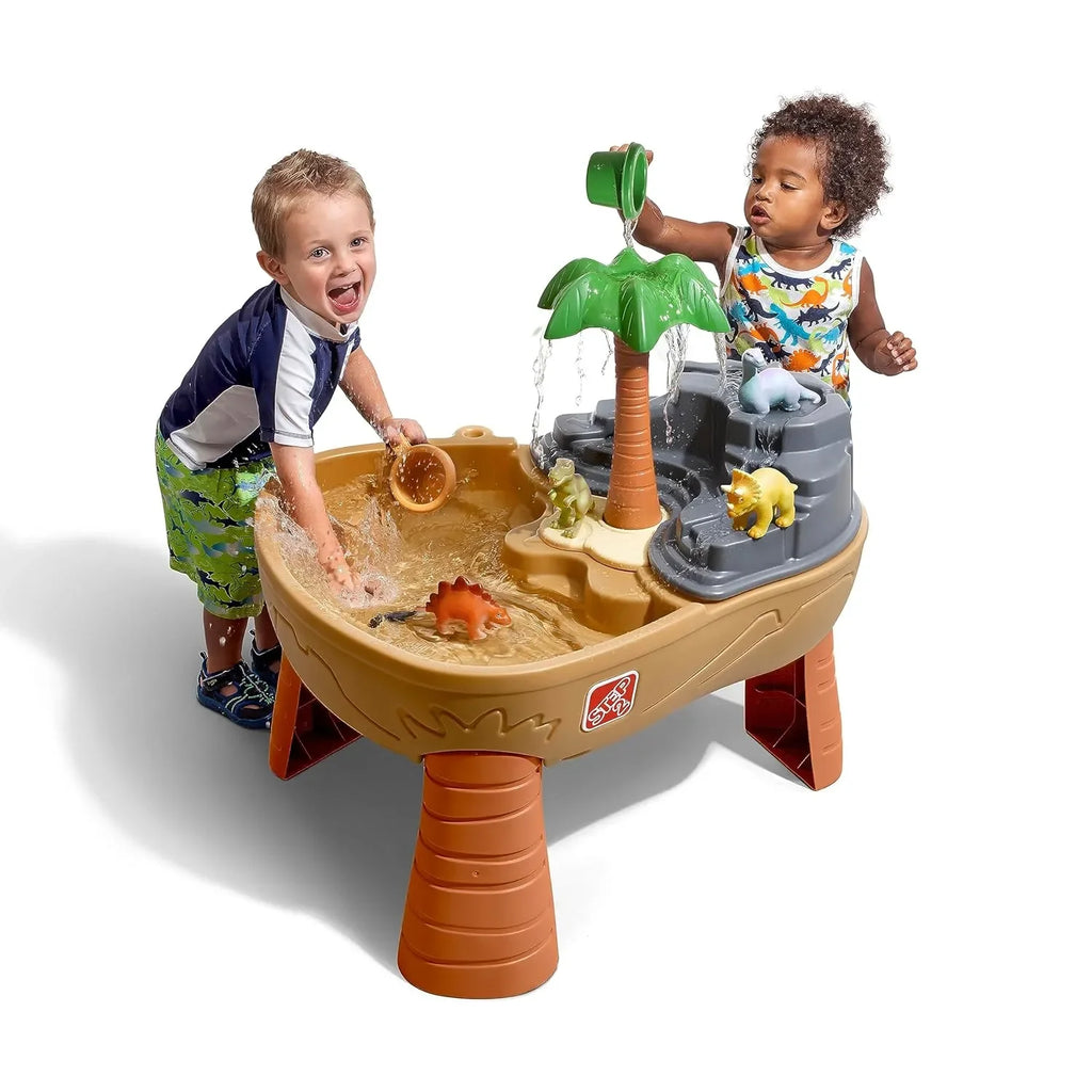 Step2 Dino Dig Sand and Water Table for Kids | Dinosaur-Themed Outdoor Sensory Play Table with Volcano & Toys | Ages 2–10 Years - Naivri