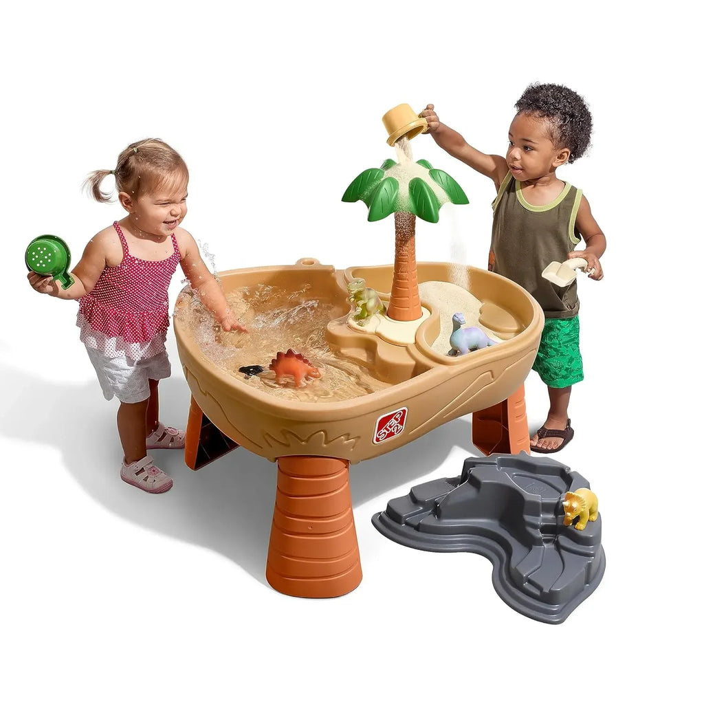 Step2 Dino Dig Sand and Water Table for Kids | Dinosaur-Themed Outdoor Sensory Play Table with Volcano & Toys | Ages 2–10 Years - Naivri