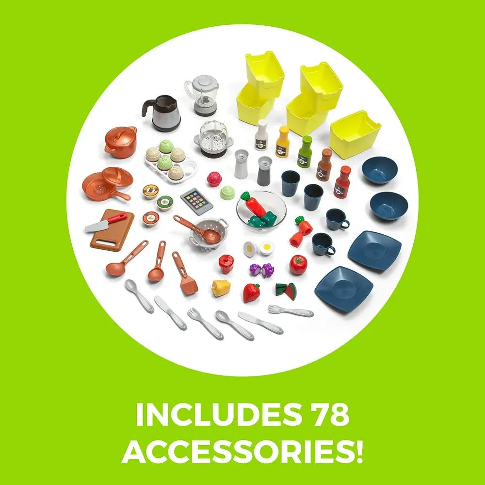 Step2 Elegant Edge Kitchen Playset for Kids – Modern Pretend Play Kitchen with 78-Piece Accessory Set, Working Lights & Sounds | Ages 3-10 - Naivri