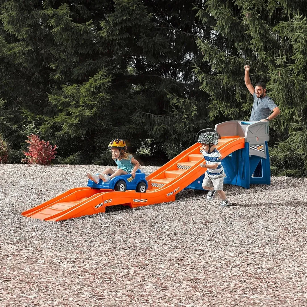 Step2 Extreme Thrill Coaster – Backyard Roller Coaster Ride-On Toy for Kids Ages 3-10 | Durable Outdoor Playset with 14 ft Track & 30-Inch Platform - Naivri