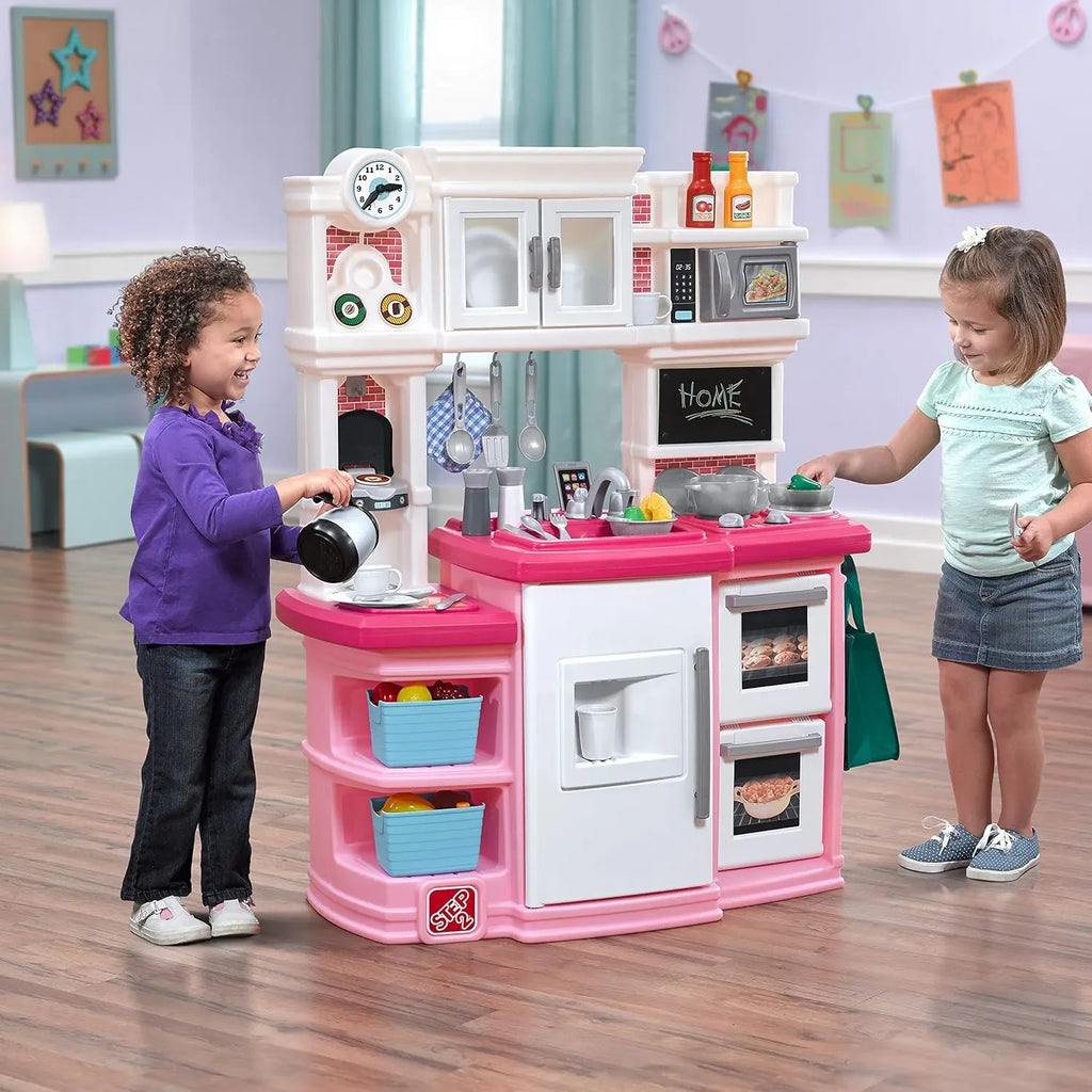 Step2 Great Gourmet Pretend Play Kitchen Set for Kids (Pink) – Interactive Toy Kitchen with Lights, Sounds, and 36 Accessories | Age 2 to 7 Years - Naivri