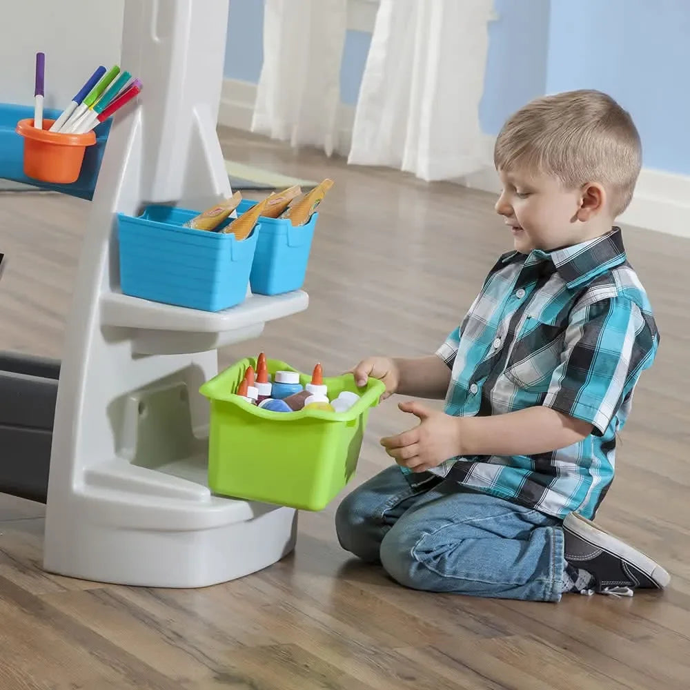 Step2 Jumbo Art Easel for Kids – Double-Sided Whiteboard & Chalkboard with Storage Bins | Creative Drawing & Writing Station for Toddlers and Children Ages 3-10 - Naivri