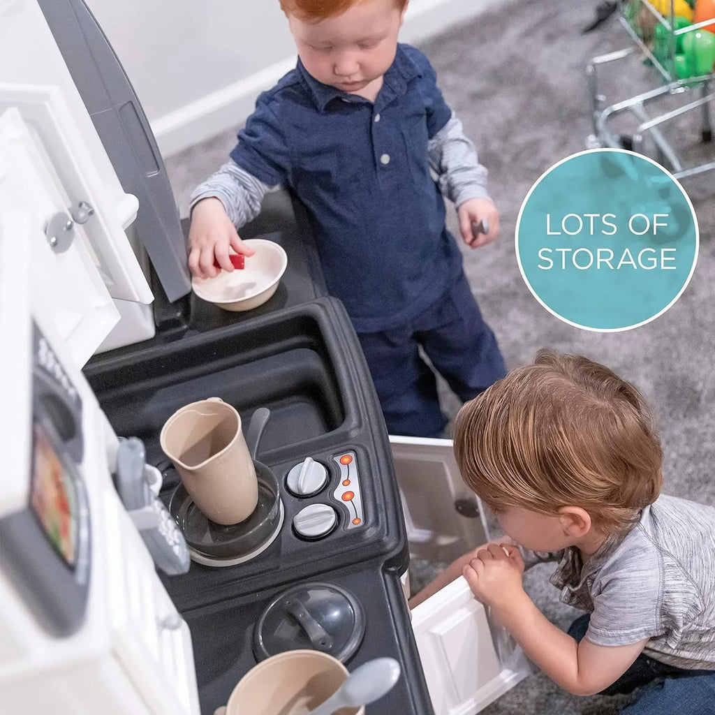 Step2 Lifestyle Dream Kitchen – Realistic Modern Kids Play Kitchen for Ages 2 to 10 | Interactive Toy Kitchen with Lights, Sounds & Storage - Naivri