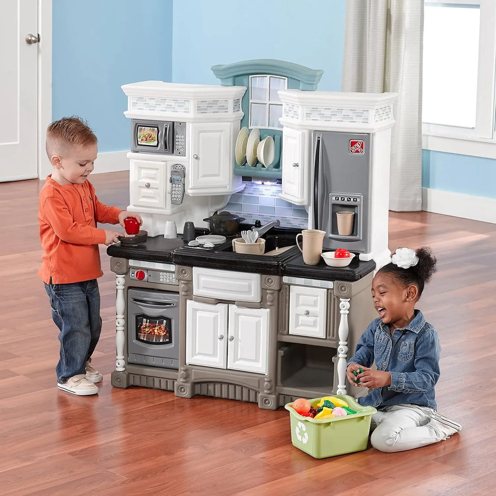 Step2 Lifestyle Dream Kitchen – Realistic Modern Kids Play Kitchen for Ages 2 to 10 | Interactive Toy Kitchen with Lights, Sounds & Storage - Naivri
