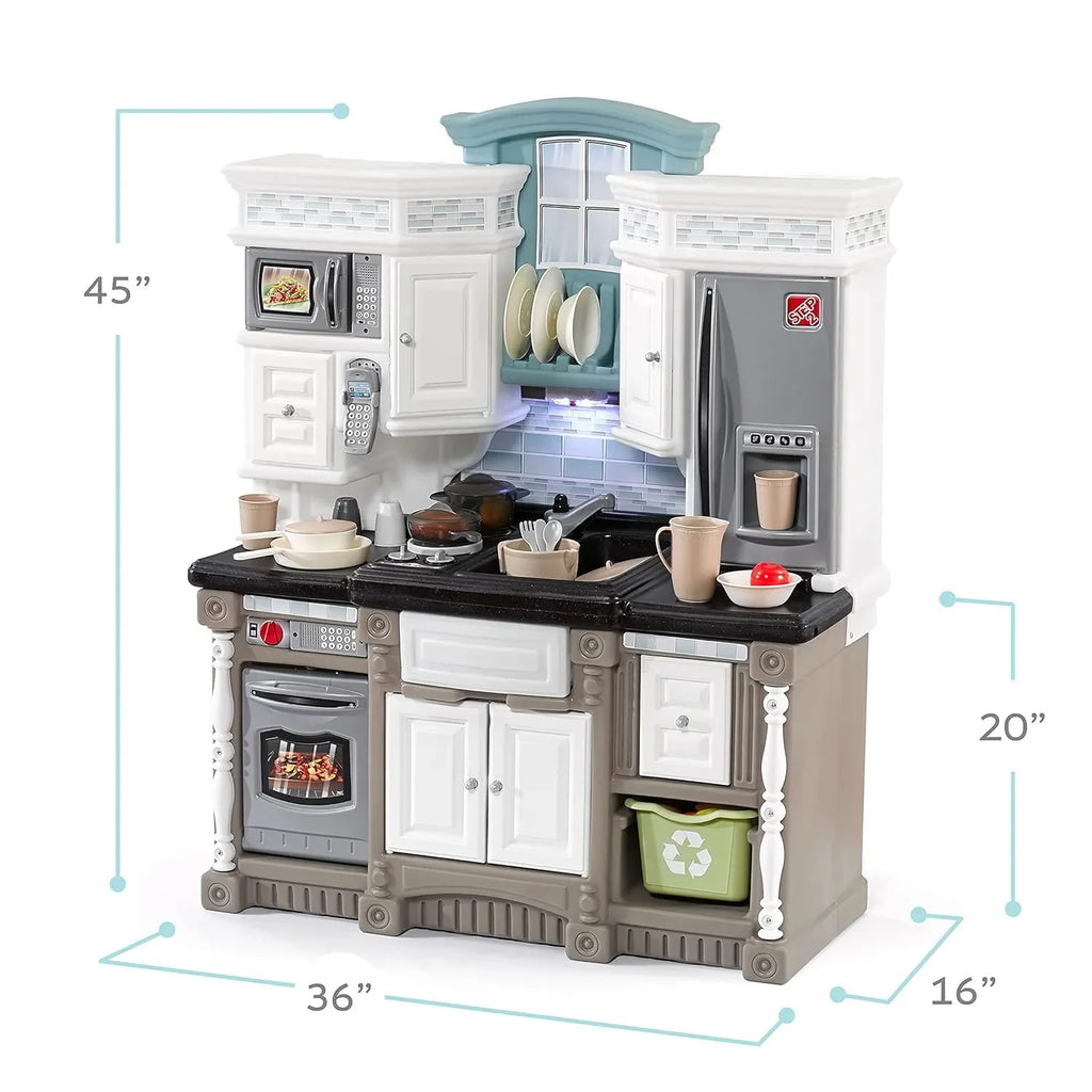 Step2 Lifestyle Dream Kitchen – Realistic Modern Kids Play Kitchen for Ages 2 to 10 | Interactive Toy Kitchen with Lights, Sounds & Storage - Naivri