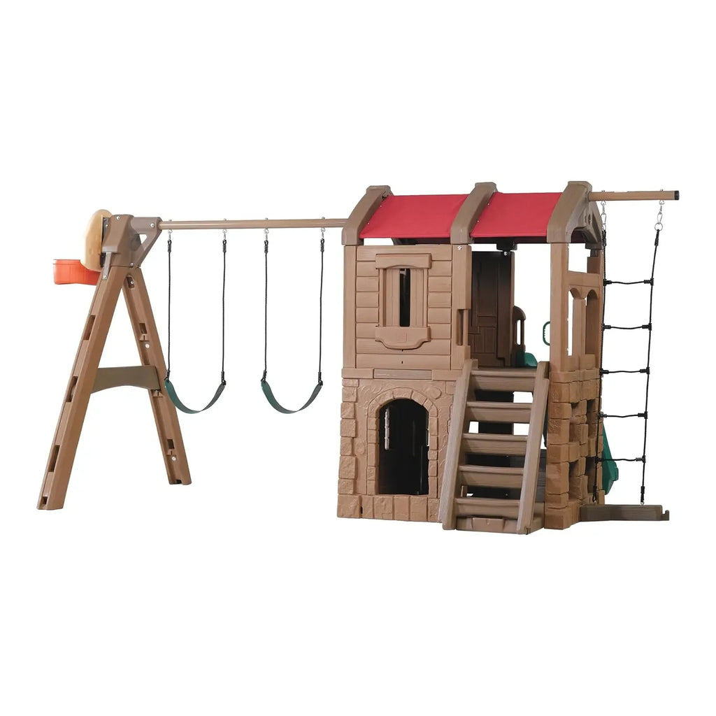 Step2 Naturally Playful Adventure Lodge Play Center – Outdoor Swing Set & Playhouse for Kids Ages 3-10 - Naivri