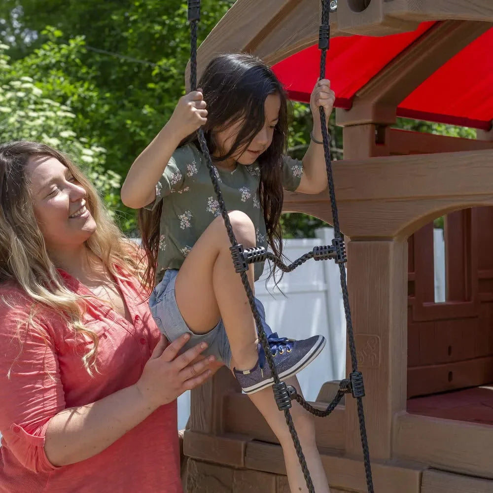 Step2 Naturally Playful Adventure Lodge Play Center – Outdoor Swing Set & Playhouse for Kids Ages 3-10 - Naivri