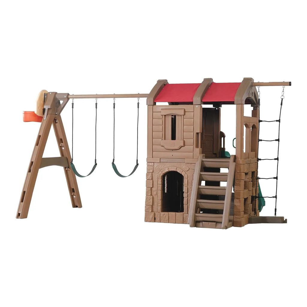 Step2 Naturally Playful Adventure Lodge Play Center – Outdoor Swing Set & Playhouse for Kids Ages 3-10 - Naivri