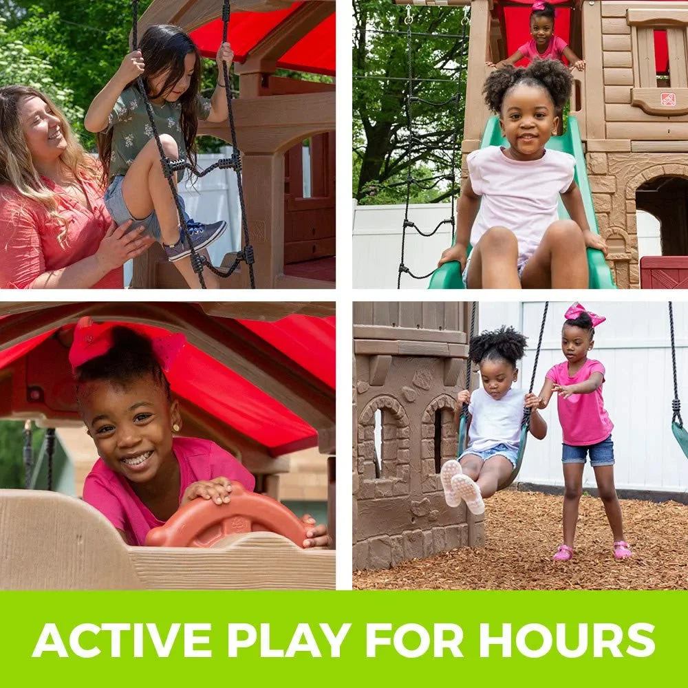 Step2 Naturally Playful Adventure Lodge Play Center – Outdoor Swing Set & Playhouse for Kids Ages 3-10 - Naivri