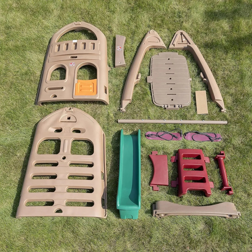 Step2 Naturally Playful Outdoor Playhouse Climber with 5.5 ft Slide & Dual Swing Set for Kids Ages 3-8 | Durable EverTough Backyard Playset - Naivri
