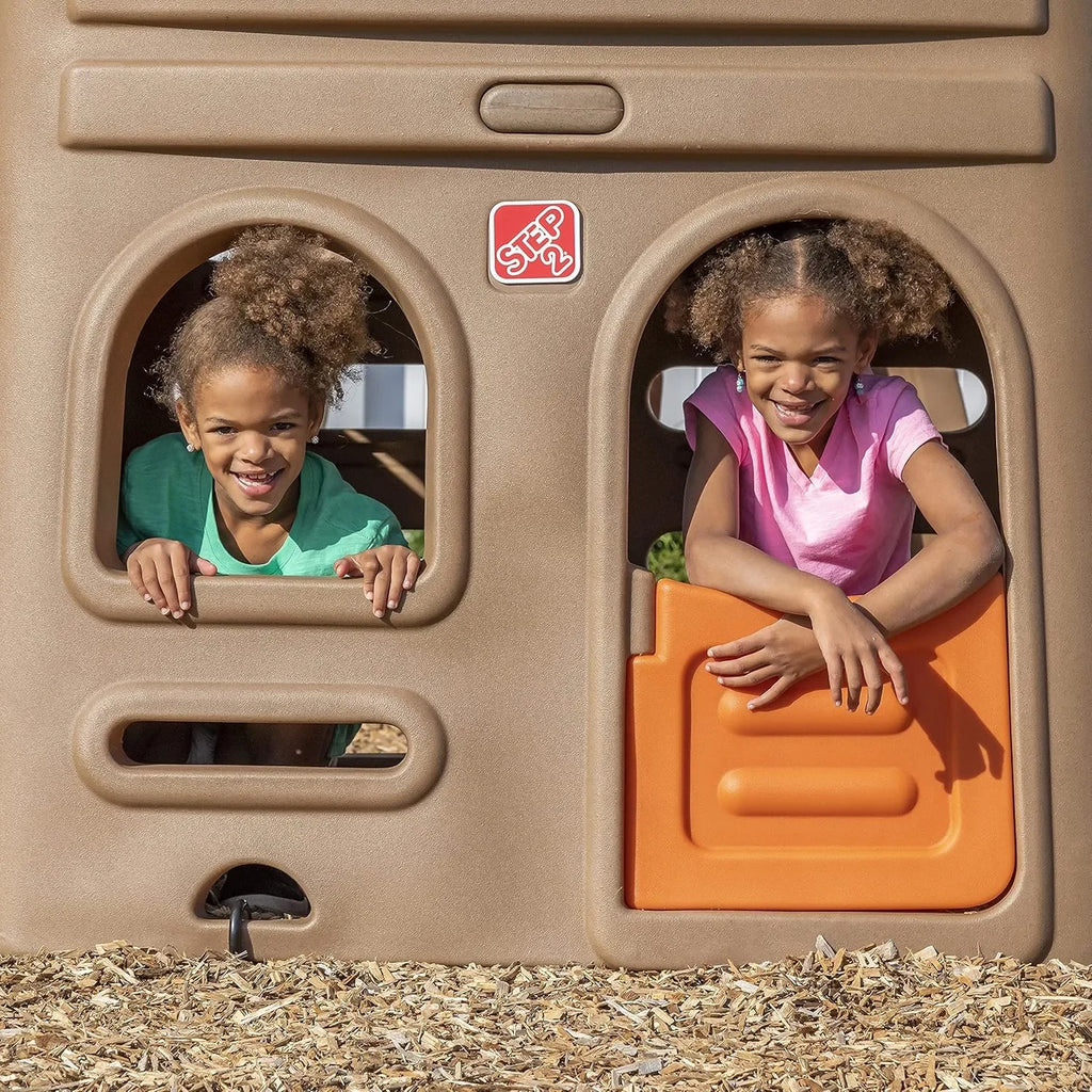 Step2 Naturally Playful Outdoor Playhouse Climber with 5.5 ft Slide & Dual Swing Set for Kids Ages 3-8 | Durable EverTough Backyard Playset - Naivri