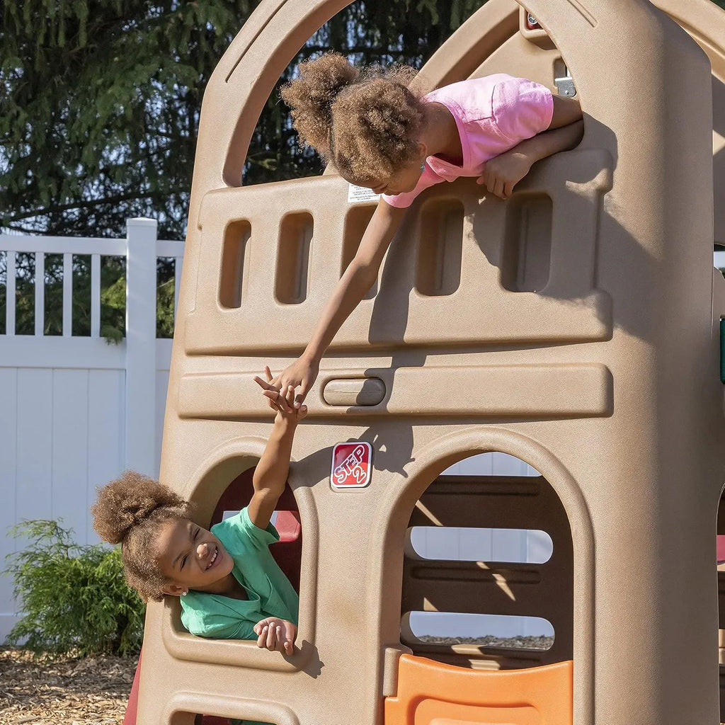 Step2 Naturally Playful Outdoor Playhouse Climber with 5.5 ft Slide & Dual Swing Set for Kids Ages 3-8 | Durable EverTough Backyard Playset - Naivri