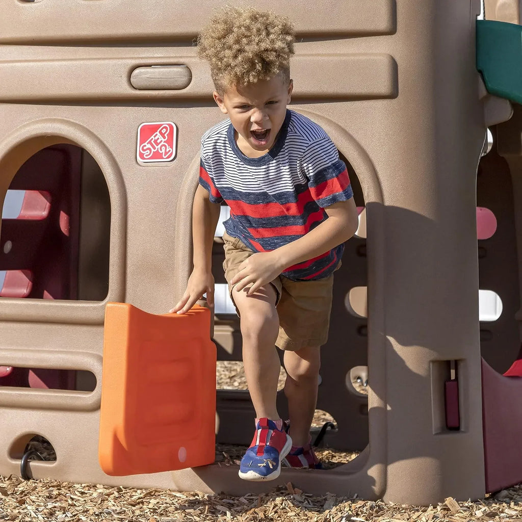 Step2 Naturally Playful Outdoor Playhouse Climber with 5.5 ft Slide & Dual Swing Set for Kids Ages 3-8 | Durable EverTough Backyard Playset - Naivri