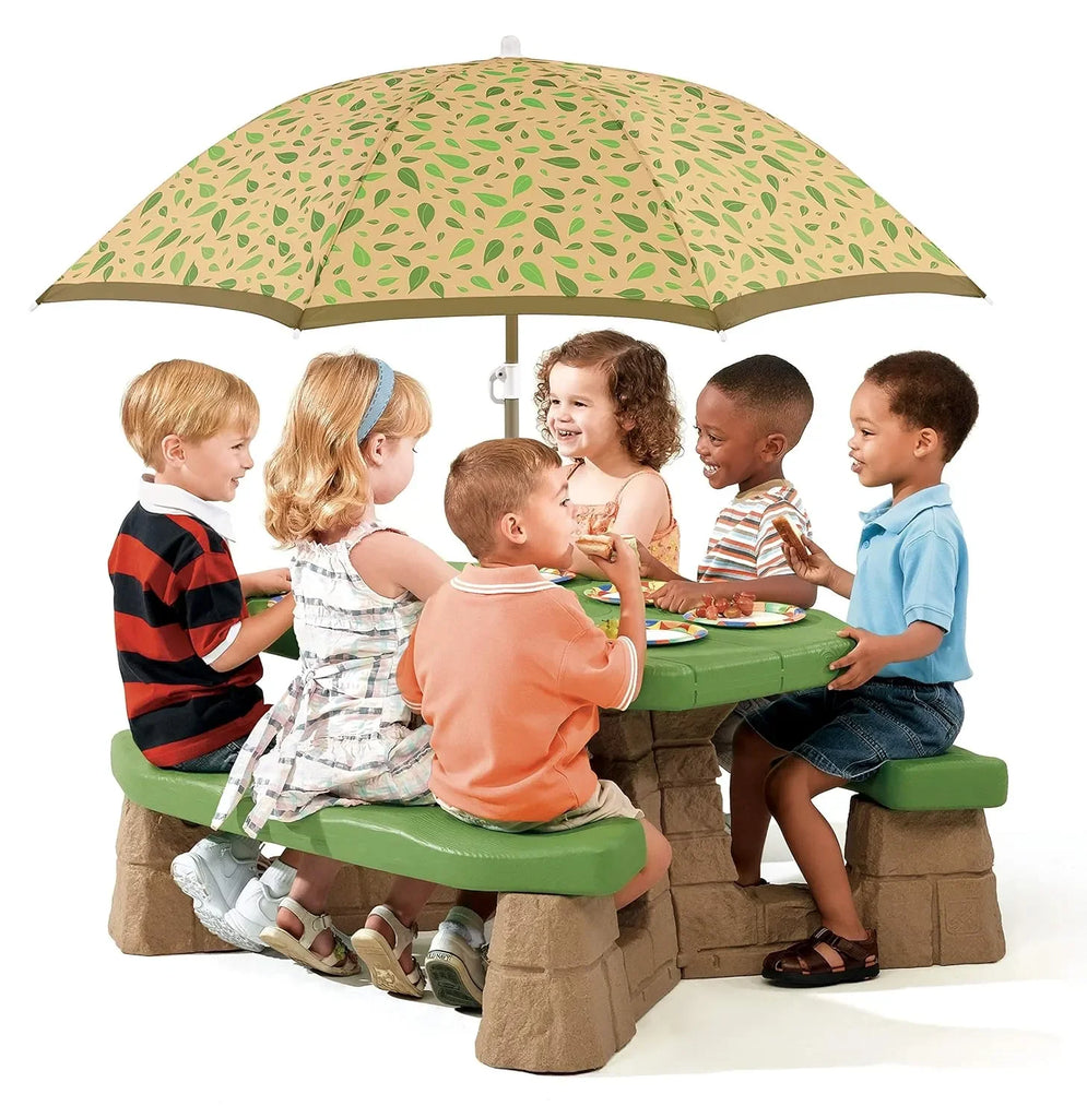 Step2 Naturally Playful Picnic Table With Umbrella – Durable Kids Outdoor & Indoor Play Table with Shade - Naivri