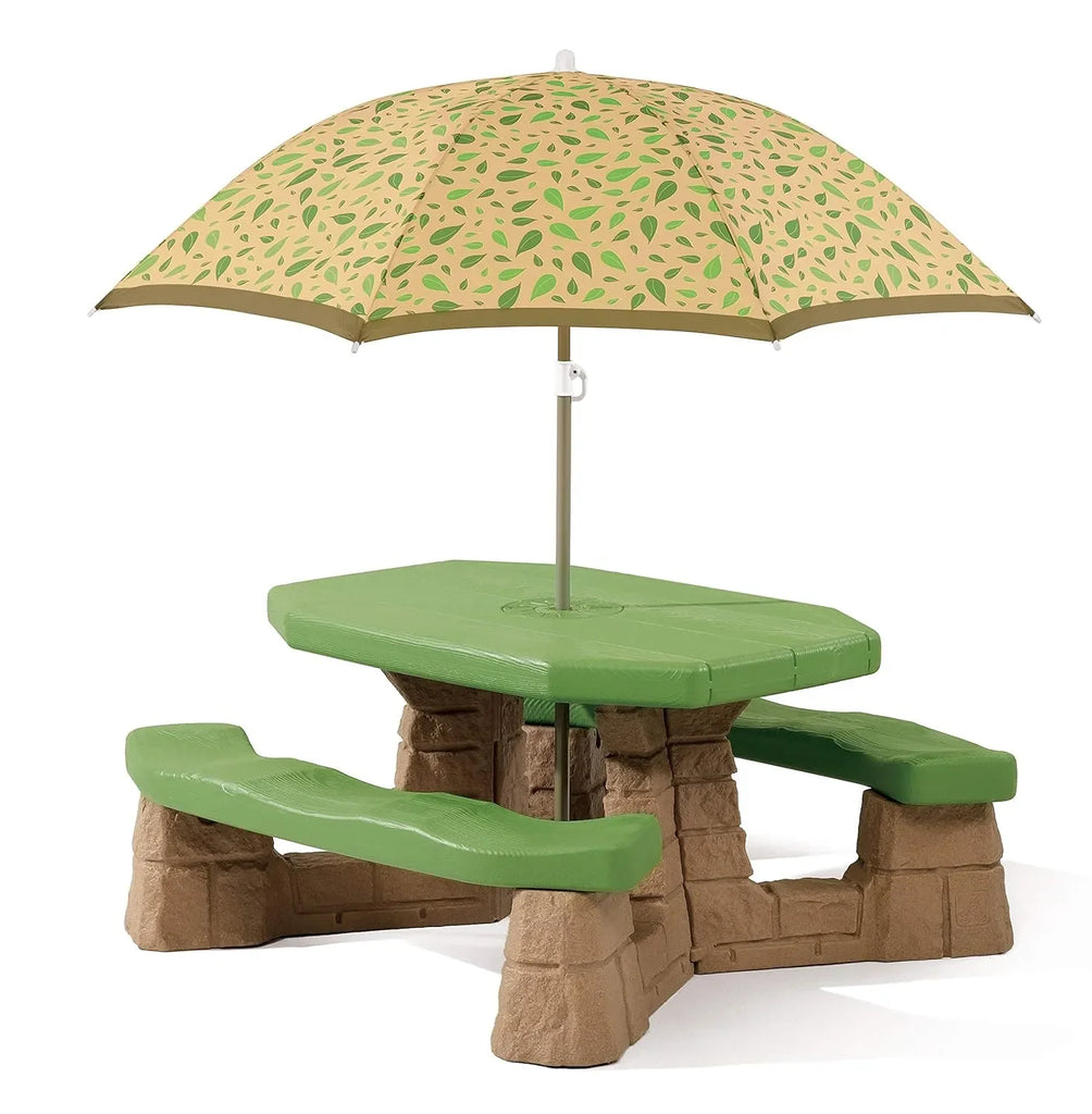 Step2 Naturally Playful Picnic Table With Umbrella – Durable Kids Outdoor & Indoor Play Table with Shade - Naivri