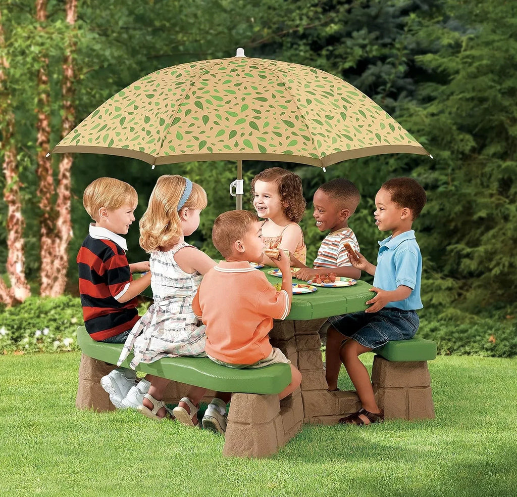 Step2 Naturally Playful Picnic Table With Umbrella – Durable Kids Outdoor & Indoor Play Table with Shade - Naivri
