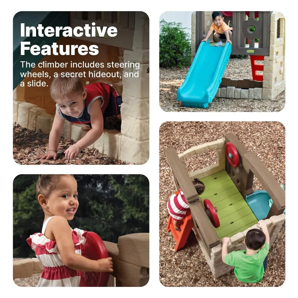 Step2 Naturally Playful Woodland Climber – Outdoor Playset for Toddlers with Slide, Climbing Wall & Sandbox Area - Naivri