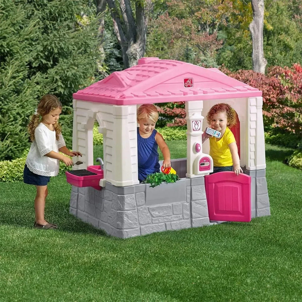 Step2 Neat & Tidy Cottage Playhouse for Kids | Indoor & Outdoor Pretend Play House for Ages 1.5 to 8 Years | Durable Plastic Playset with Kitchen, Phone & Doorbell | Pink - Naivri