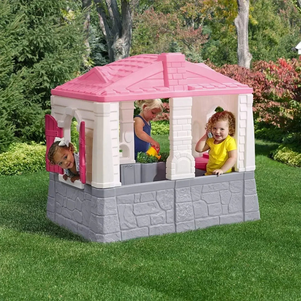 Step2 Neat & Tidy Cottage Playhouse for Kids | Indoor & Outdoor Pretend Play House for Ages 1.5 to 8 Years | Durable Plastic Playset with Kitchen, Phone & Doorbell | Pink - Naivri