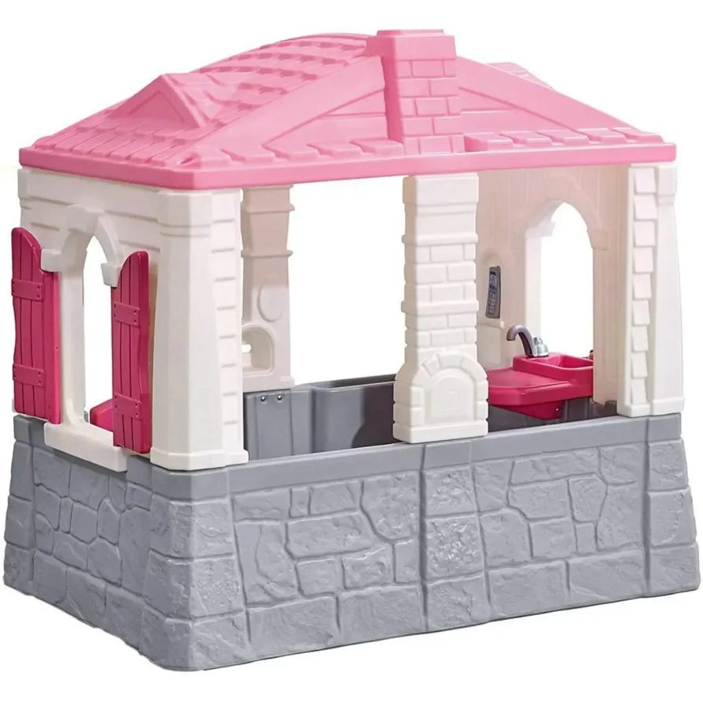 Step2 Neat & Tidy Cottage Playhouse for Kids | Indoor & Outdoor Pretend Play House for Ages 1.5 to 8 Years | Durable Plastic Playset with Kitchen, Phone & Doorbell | Pink - Naivri