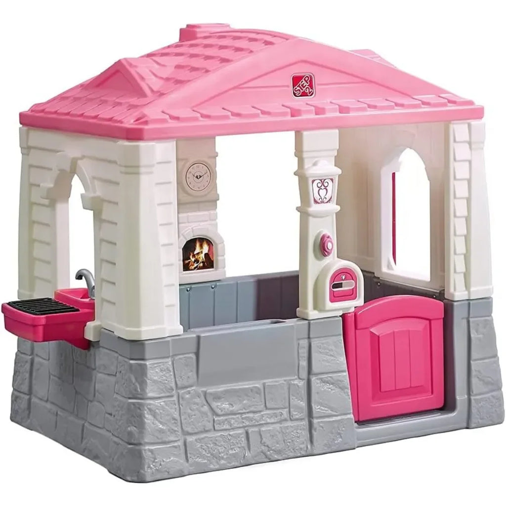 Step2 Neat & Tidy Cottage Playhouse for Kids | Indoor & Outdoor Pretend Play House for Ages 1.5 to 8 Years | Durable Plastic Playset with Kitchen, Phone & Doorbell | Pink - Naivri