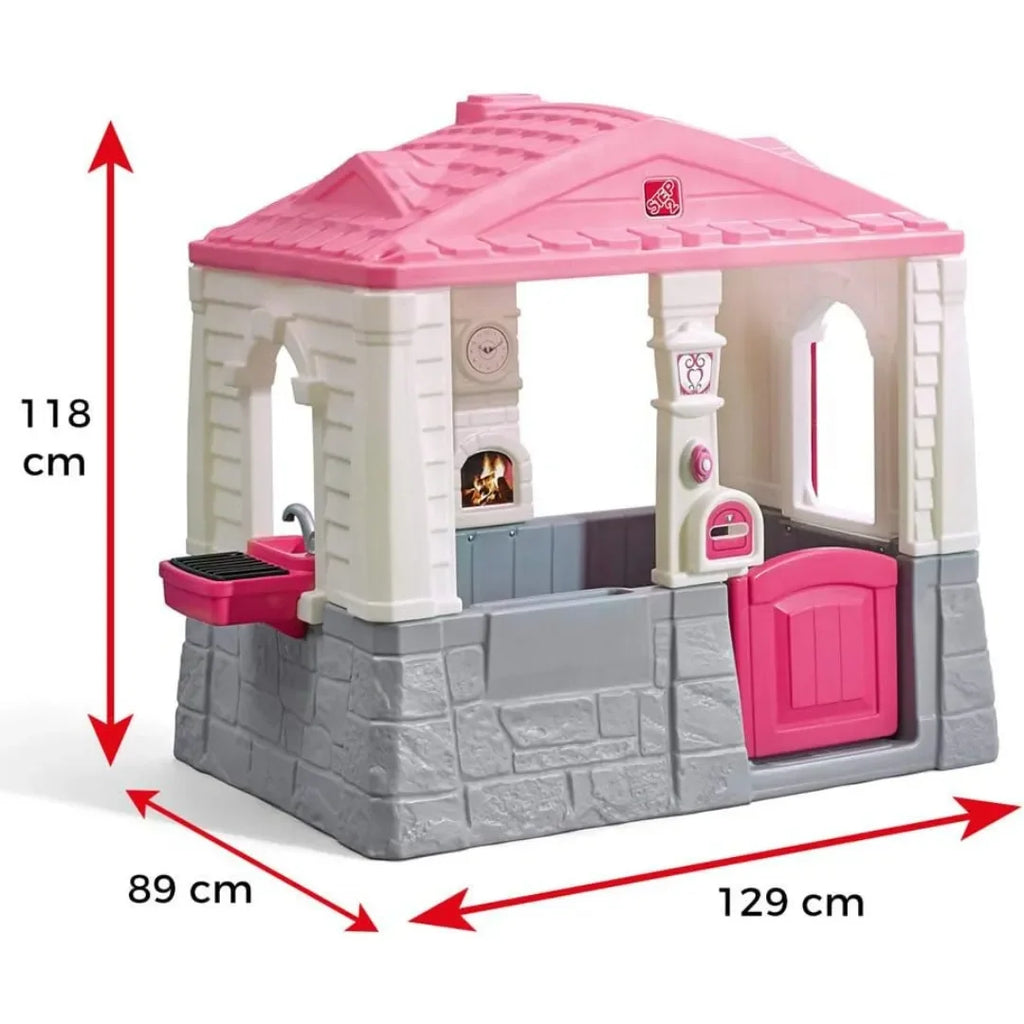 Step2 Neat & Tidy Cottage Playhouse for Kids | Indoor & Outdoor Pretend Play House for Ages 1.5 to 8 Years | Durable Plastic Playset with Kitchen, Phone & Doorbell | Pink - Naivri