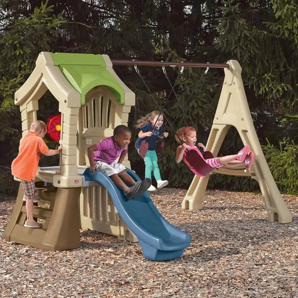 Step2 Play-Up Gym Set – Outdoor Swing Set and Playhouse for Kids - Naivri