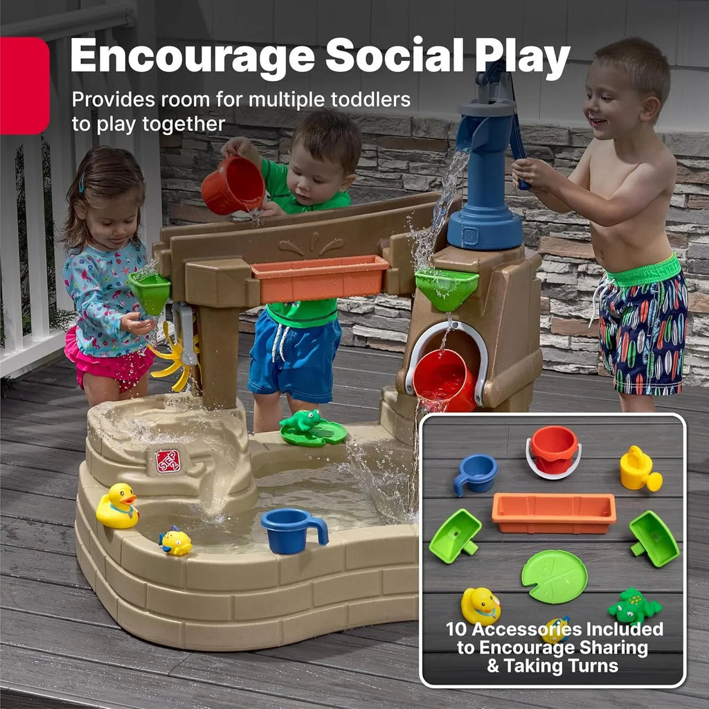 Step2 Pump & Splash Discovery Pond – Durable Outdoor Water Table for Toddlers and Kids | Educational Water Play Toy - Naivri