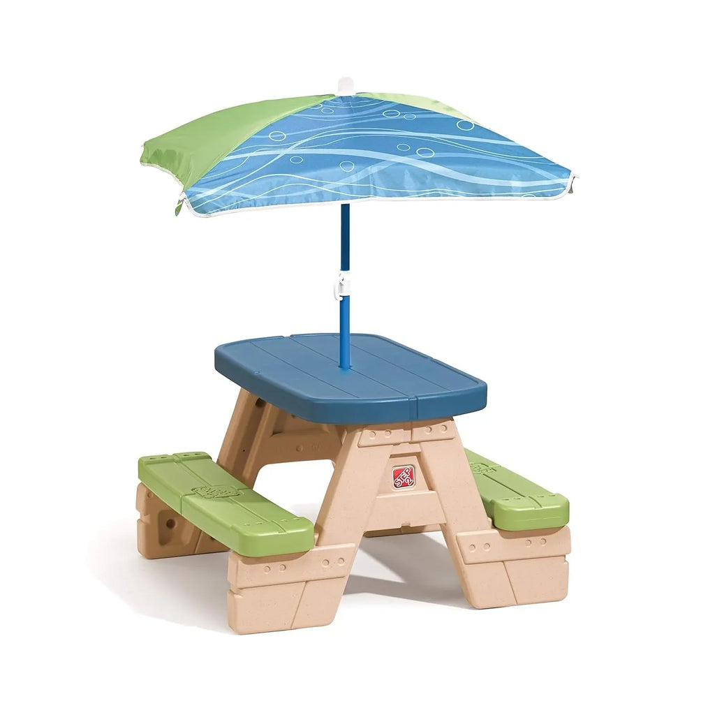 Step2 Sit & Play Picnic Table With Umbrella – Durable Toddler & Preschooler Play Table for Indoor & Outdoor Fun | Comfortable Seating & Shade - Naivri