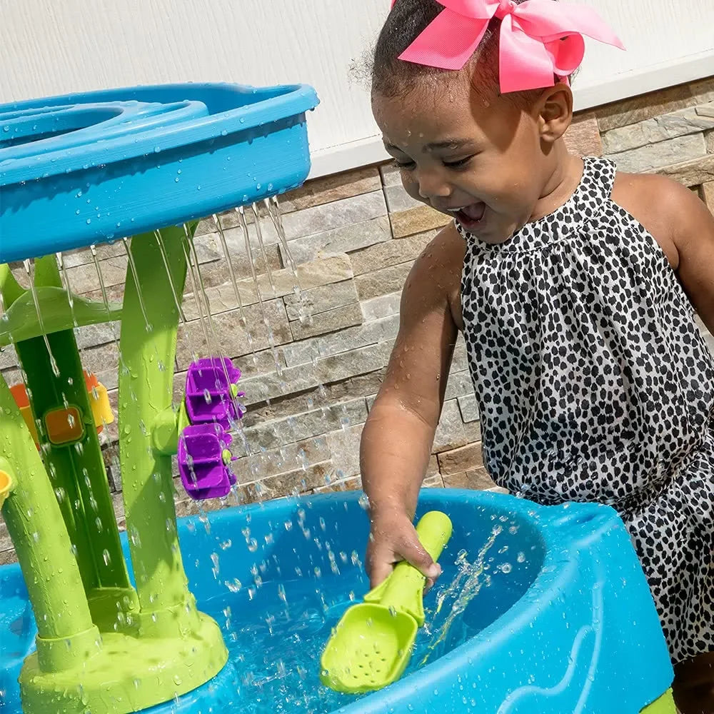 Step2 Summer Showers Splash Tower Water Table for Kids | Outdoor 360° Sensory Play | Water Activity Table with 8 Accessories | Ages 1.5 to 8 Years - Naivri