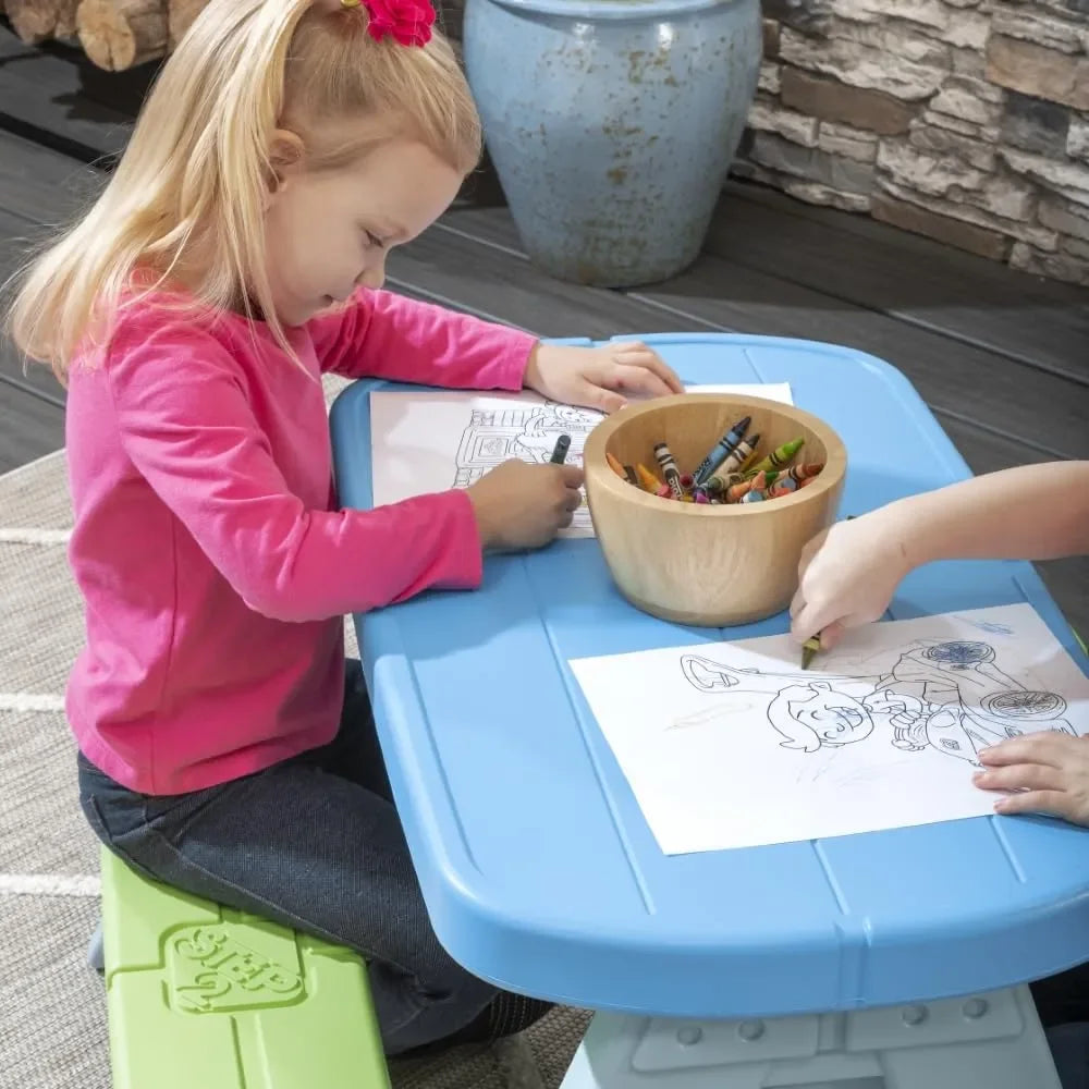 Step2 Sun & Shade Picnic Table With Umbrella – Durable Outdoor & Indoor Kids’ Table for Play and Snack Time - Naivri