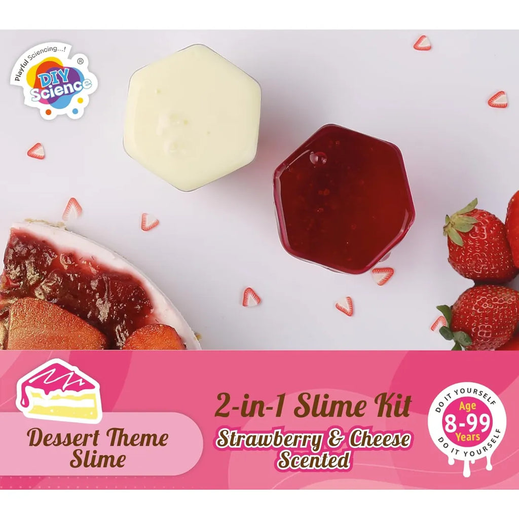 Strawberry Cheesecake 2-in-1 Slime Kit Scented by DIYScience – Sweet, Fun Slime-Making Experience for Kids 8+ - Naivri