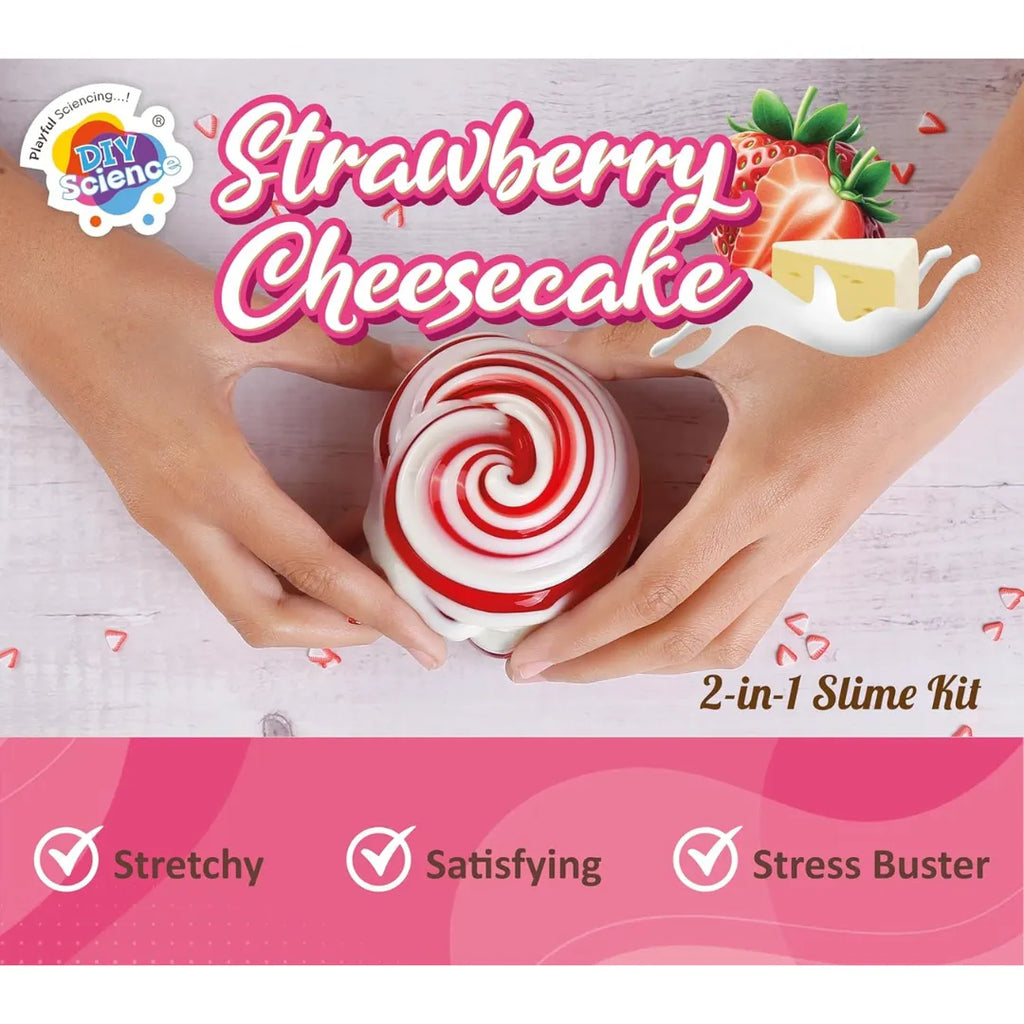 Strawberry Cheesecake 2-in-1 Slime Kit Scented by DIYScience – Sweet, Fun Slime-Making Experience for Kids 8+ - Naivri