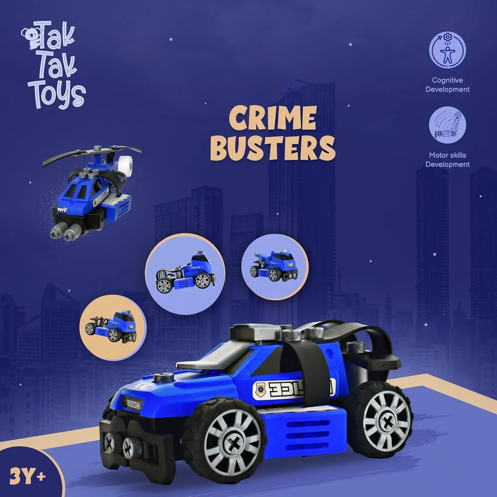 Tak tak Toys Crime Busters 5-in-1 DIY Police Toy Set – Build, Play & Protect (Age 3+) - Naivri